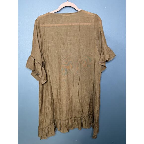 AI'MAGE Swimsuit Cover Up Women's Size Small New with Tags Brown Puff Sleeve - Picture 2 of 7